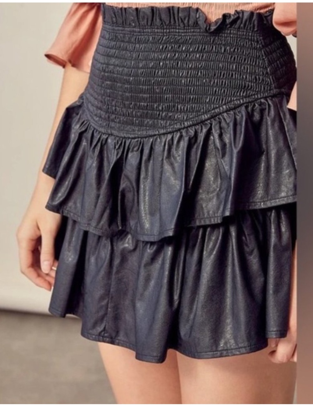 Mustard Seed Vegan Leather Ruffle Skort. Size Medium.